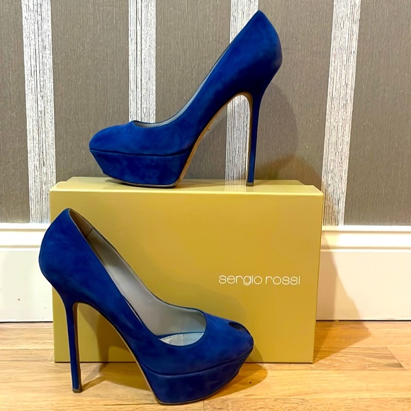 Sergio Rossi, size 40, Pelle Royal Cobalto - Picture 1 of 6